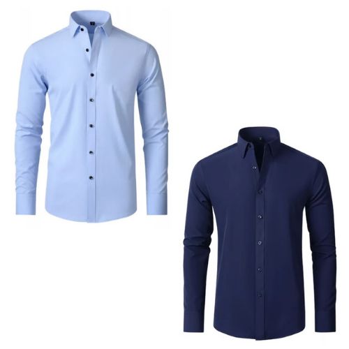 Camisa Social Ultra Tech - Promoção Compre 1 Leve 2 Camisa Social Ultra Tech Borsato Azul Claro/Azul Marinho P 