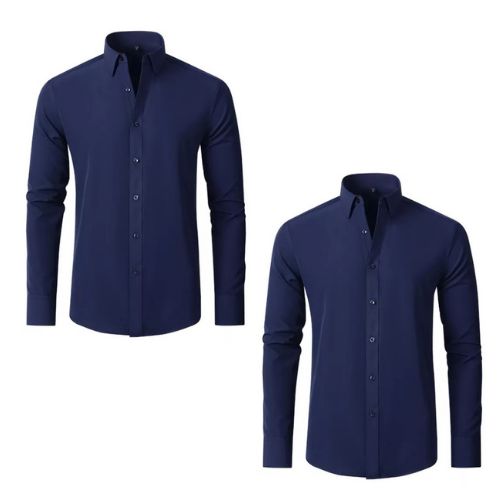 Camisa Social Ultra Tech - Promoção Compre 1 Leve 2 Camisa Social Ultra Tech Borsato Azul Marinho/ Azul Marinho P 