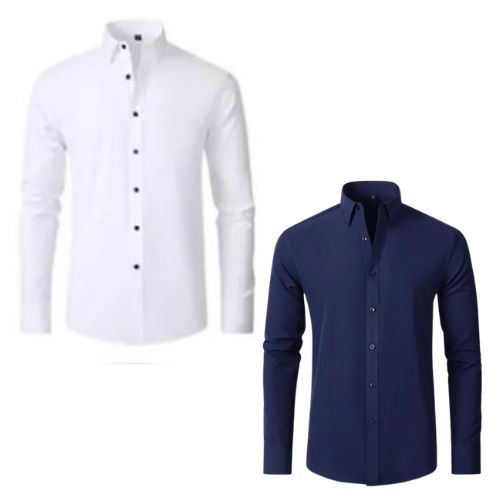 Camisa Social Ultra Tech - Promoção Compre 1 Leve 2 Camisa Social Ultra Tech Borsato Branco/Azul Marinho P 