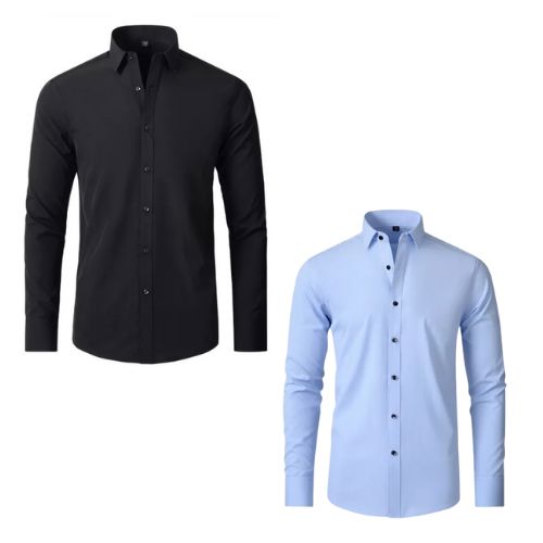 Camisa Social Ultra Tech - Promoção Compre 1 Leve 2 Camisa Social Ultra Tech Borsato Preto/ Azul Claro P 