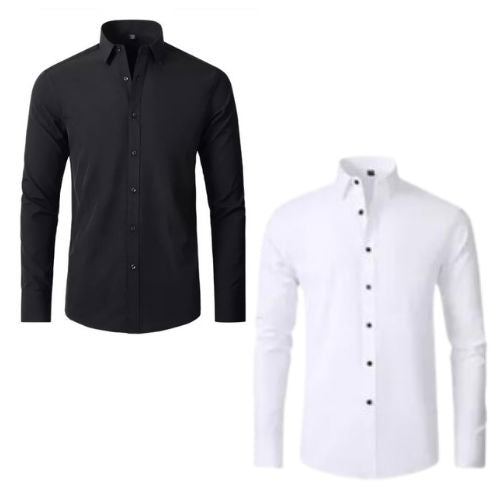 Camisa Social Ultra Tech - Promoção Compre 1 Leve 2 Camisa Social Ultra Tech Borsato Preto/Branco P 