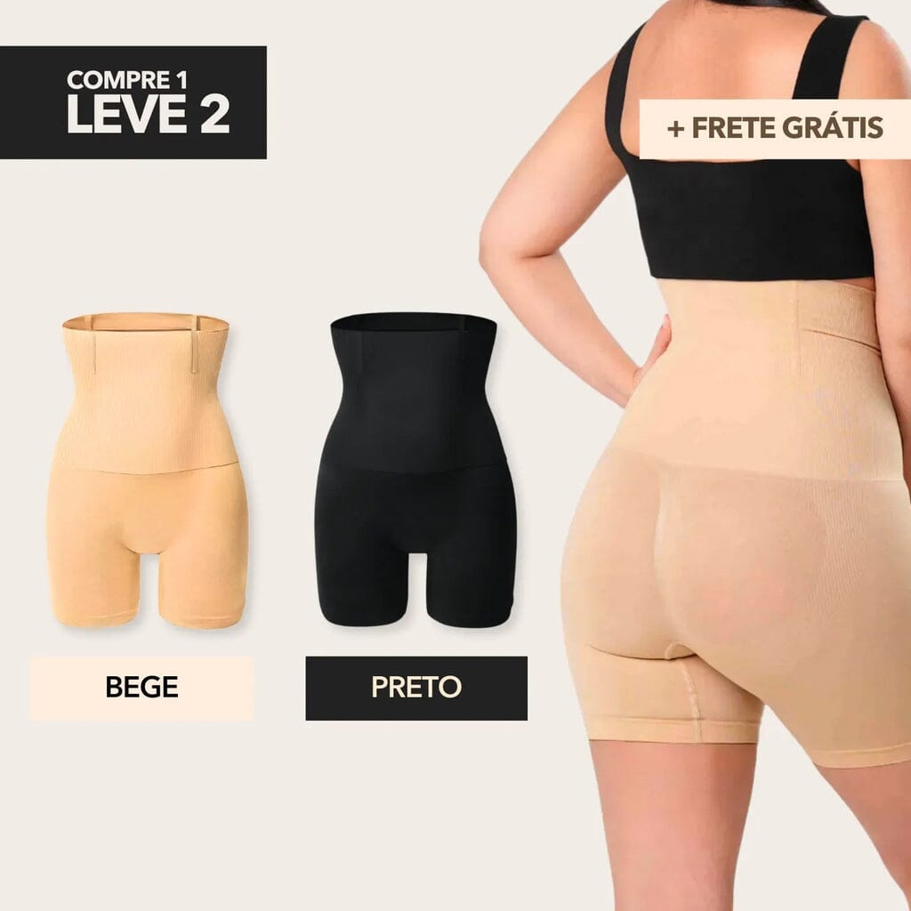 Compre 1 Leve 2 - Kit Bermuda Modeladora Ultra Shaper Kit Bermuda Modeladora Ultra Shaper Borsato Bege + Preto P 