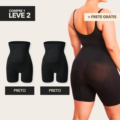 Compre 1 Leve 2 - Kit Bermuda Modeladora Ultra Shaper Kit Bermuda Modeladora Ultra Shaper Borsato Preto + Preto P 