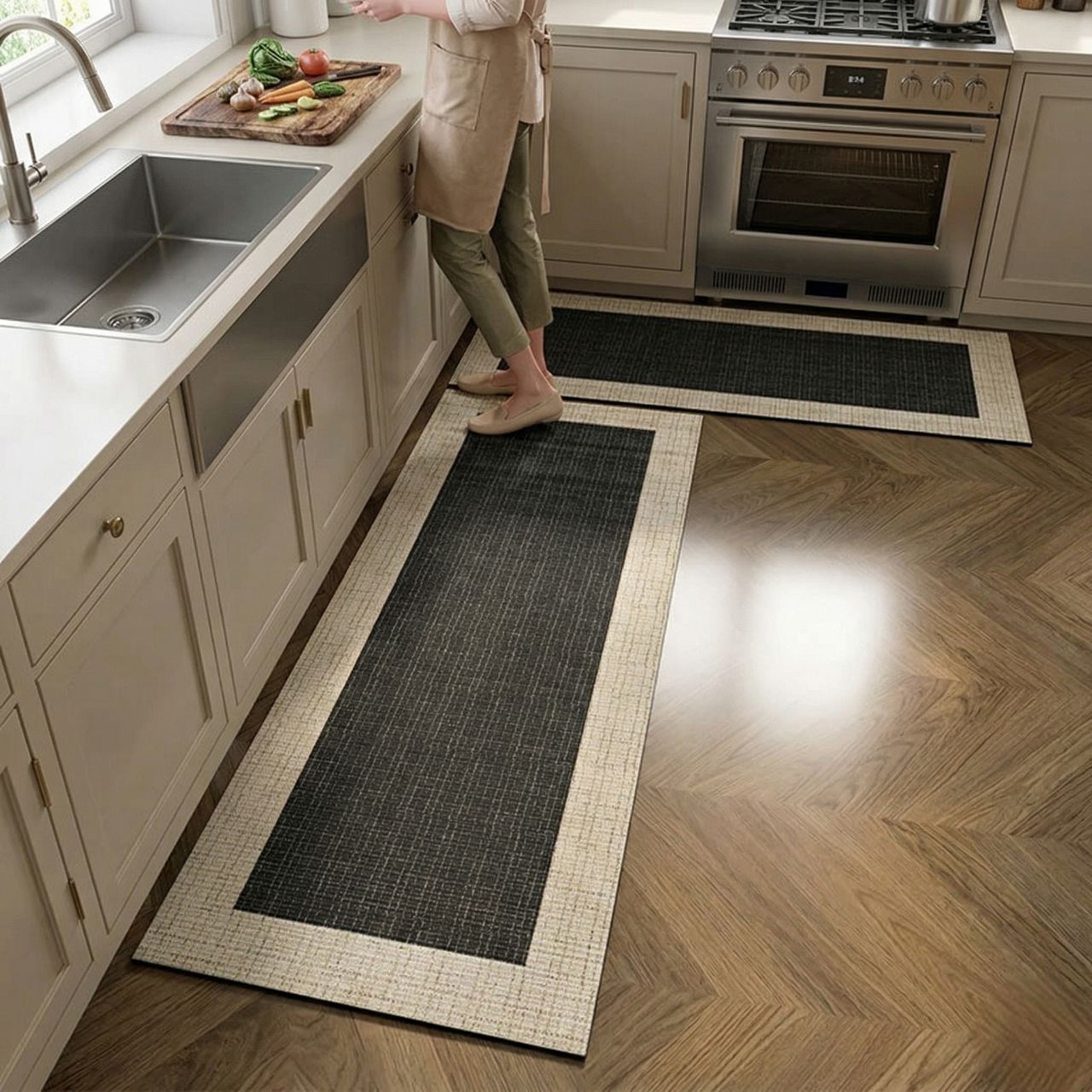 Kit 2 Tapetes Passadeira Absorvente de Cozinha Antiderrapante Tapete Passadeira Absorvente de Cozinha Antiderrapante Borsato 