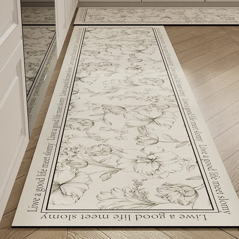 Kit 2 Tapetes Passadeira Absorvente de Cozinha Antiderrapante Tapete Passadeira Absorvente de Cozinha Antiderrapante Borsato Estampa 1 40cm x 120cm 