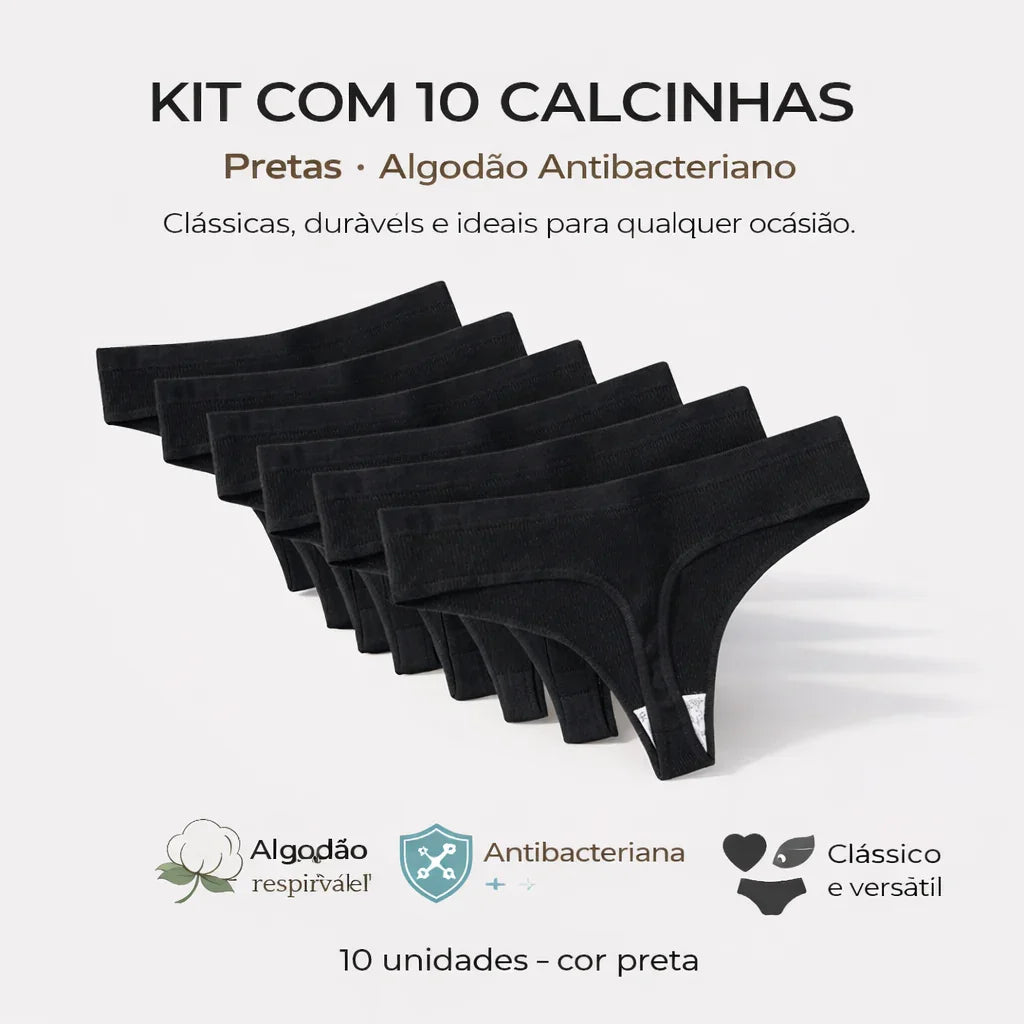 [Promoção De Lançamento Compre 5 Leve 10] Calcinha CottonConfort - Frete Grátis Calcinha CottonConfort Borsato Pretas M (38/40) 