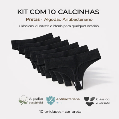 [Promoção De Lançamento Compre 5 Leve 10] Calcinha CottonConfort - Frete Grátis Calcinha CottonConfort Borsato Pretas M (38/40) 
